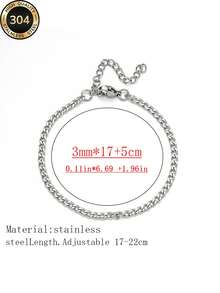 Znice不锈钢闪亮不对称刀锋极简手链，时尚个性化首饰套装，适合日常佩戴、派对佩戴、海滩度假佩戴，防水耐用 - 銀色 - 查看 11