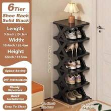 Estantería vertical para zapatos de 9/6 niveles, organizador de zapatos estrecho y compacto, ahorra espacio, para entrada, armario, pasillo, dormitorio, resistente y durable, en negro y blanco, de fácil montaje, unidad de estantería para zapatos independiente para organización del hogar - Multicolor - Ver 3