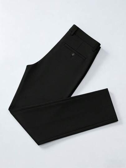 Men's Formal Straight-Leg Dress Pants, Solid Color Minimalist Design, Comfortable Fit, Suitable For Parties, Important Occasions, And Daily Work