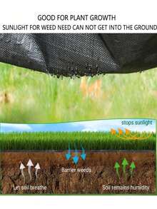 1 cuộn thảm phủ đất bằng polypropylene chịu lực cao, kích thước 1m x 20m/39.37in x 787.4in, dùng cho cảnh quan, luống cây trong vườn, thảm cỏ. - đen - Xem 9