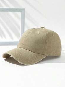 Men Solid Baseball Cap - 咖啡棕色 - 查看 1