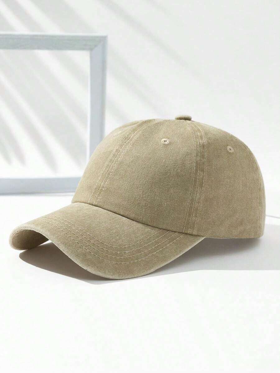 Men Solid Baseball Cap - 咖啡棕色 - 查看 1