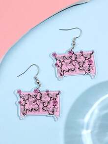 1 Pair Fashionable, Exquisite, Creative, Unique Rose & English Slogan Acrylic Dangle Earrings, Suitable For Women's Daily, Party, Commute, Holiday Occasions - Multicolor - View 6