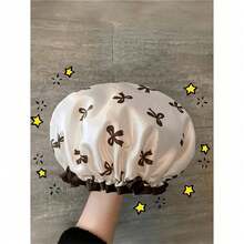2pcs Waterproof Double-Layer Bow Shower Cap, Elastic Shower Cap, Adult Kitchen Oil-Proof Cap, Bathroom Hair Drying Cap, Elastic And Adjustable, Suitable For Face Washing, Drying Hair, Makeup, Cooking, Shampooing 1pc Home Bathroom Decor Fall Decor Back To School - 多色的 - 查看 3