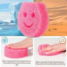 3/4pcs Set Thick Multi-Color Smiling Face Sponges, Random Colors (Pink, Yellow, Green, Blue), Multi-Purpose Cleaning Sponges, Suitable For Dishes, Pots, Sinks, Countertops, Practical Household Cleaning Essentials - Random Color - View 5