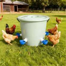自动家禽饮水器套装 - 大号蓝色鸡用饮水杯，适用于鸡、鸭、鹅、火鸡和兔子 - 5 件套（不含水桶） - 餵水器 - 查看 3