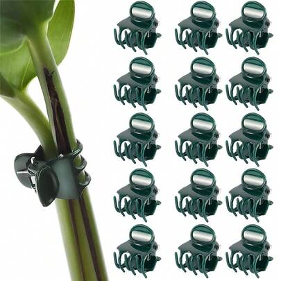 50pcs Plastic Garden Clips, Deep Green Vine Support Clips, Plant Clips, Orchid Stem Clips, Gardening Tools