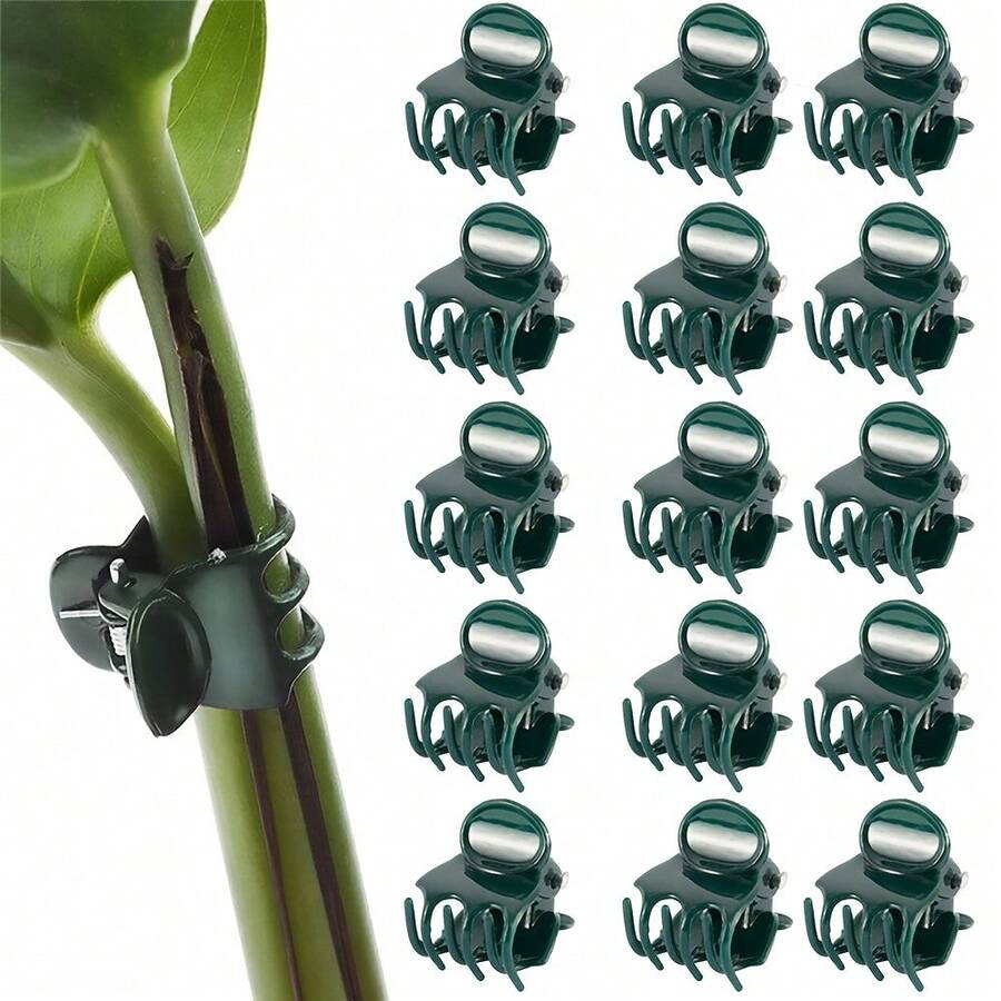 50pcs Plastic Garden Clips, Deep Green Vine Support Clips, Plant Clips, Orchid Stem Clips, Gardening Tools - 50pcs - View 1