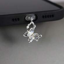 Nút chặn bụi hình nơ bằng hợp kim đính đá hình bướm mới, nút chặn cổng sạc bằng hợp kim, phù hợp cho điện thoại Lightning/Type-C, tai nghe không dây, máy tính bảng, quà tặng sinh nhật. - Nhiều màu - Xem 9