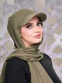 1pc Summer Baseball Cap With Scarf, Chiffon Cap Scarf Combo, Lightweight Breathable Versatile Sun Protection Hat, Suitable For Summer Religious Gatherings, Fashionable Middle Eastern Style - Multicolor - View 9