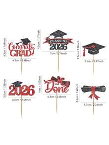 12 chiếc que cắm bánh cupcake tốt nghiệp năm 2026, que cắm bánh cupcake tốt nghiệp năm 2026 lấp lánh, đồ trang trí trung tâm tiệc tốt nghiệp, trang trí nhà cửa, que cắm bánh cupcake tốt nghiệp năm 2026, mũ tốt nghiệp và bằng tốt nghiệp, đồ trang trí bánh tiệc tốt nghiệp năm 2026 - Màu đen, đỏ và xanh dương - Nhiều màu - Xem 14