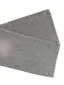 UMINOW 女士休闲灰色直筒牛仔裤，带口袋和拉链，长款宽松无弹力牛仔裤 - 灰色 - 查看 7