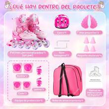 Patines De  Ruedas Ajustable Para Niñas Con Luz Led - M - Ver 9