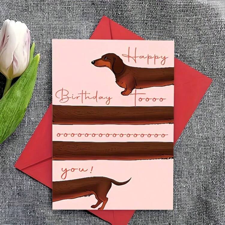 Sausage Dog Birthday Card - Very Interesting Cartoon Design, With Envelope, Perfect Gift For Pet Owners And Dog Lovers - Multicolor - View 8