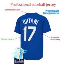 MEAN MACHINE 男士17号翔平蓝色洛杉矶棒球衫，字母刺绣棒球服，世界棒球经典赛球迷礼物 - 藍色 - 查看 2