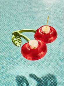 6/4/2/1pc Inflatable Single/Double Cherry Cup Holder, Floating Cup Coaster For Pool Party, Swimming Pool Drink Holder - Multicolor - View 2