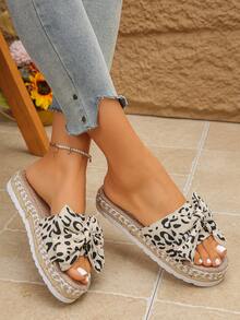 Women's Summer Vacation Bohemian Style Platform Slippers - Beige - View 4