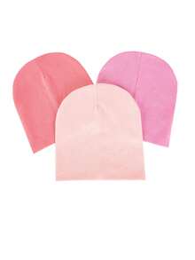 3pcs/Set Baby Solid Color Knit Beanie Hats, Soft Infant Toddler Beanies For 6-24 Months, Spring/Summer/Autumn - Watermelon Pink - View 8