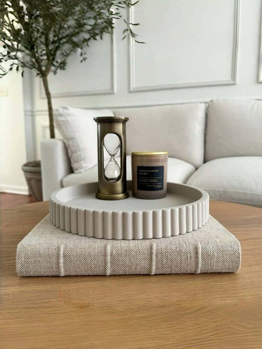 大型装饰碗，白色装饰碗，适合家居装饰 - 褶皱碗 - 波浪形碗 - 带边碗 - 时尚钥匙碗，适合摆放在玄关桌上 - 彩色 - 查看 1