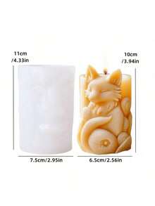 Elegant Smiling Fox Candle Silicone Mold, Cute Fox Plaster Resin Mold, Holiday Birthday Gift - White - View 2