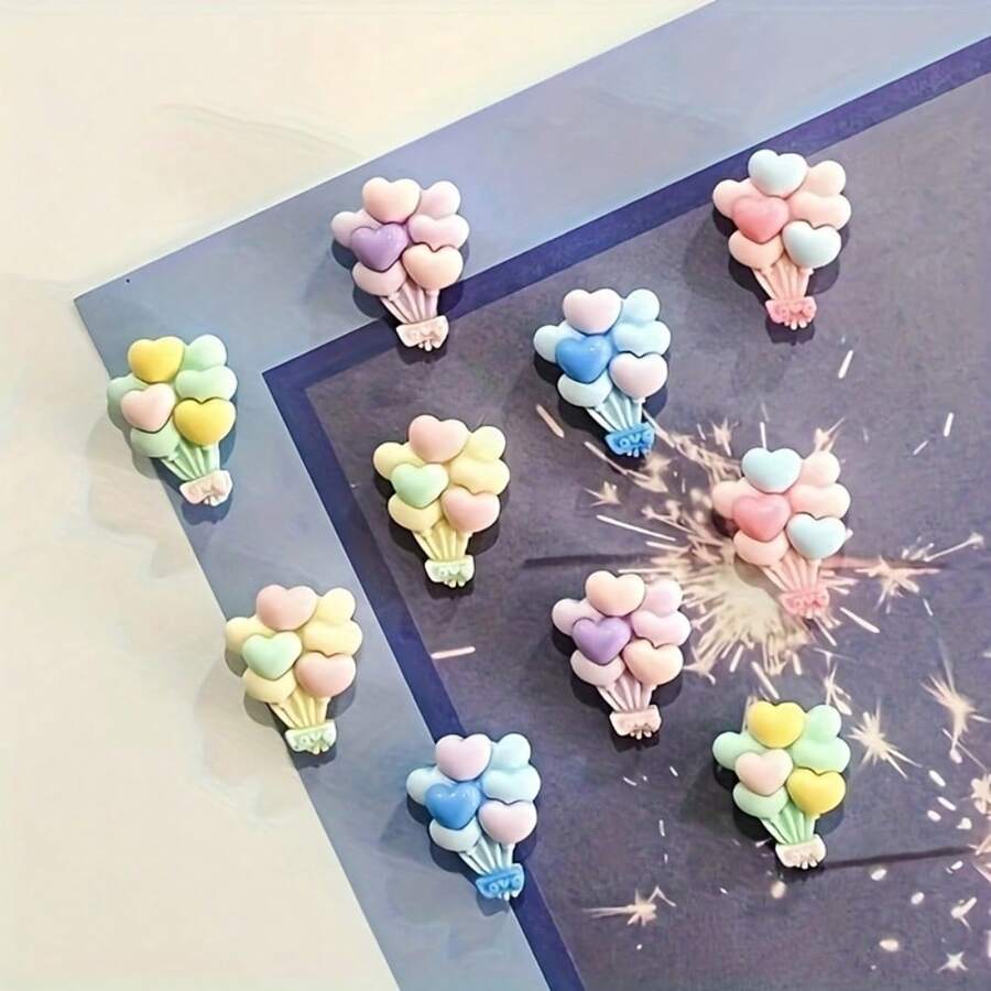 5pcs/10pcs/12pcs Hot Air Balloon Fridge Magnets, Creative Cute Magnetic Stickers For Home, Kitchen Decor, Refrigerator, Whiteboard, Storage Cabinet, Dishwasher, Durable Magnets, Decorative Magnets, Home Decor, Perfect Gift Choice - Multicolor - View 1