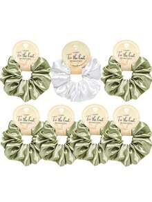 7pcs Versatile Party Blue Satin Elastic Damage-Free Crystal Card Hair Scrunchies, Party Gift, Wedding Gift, Bridesmaid Gift, For Women, Hair Tie, Hair Accessory ,Hair Accessories, Scrunchy Hair Ties, Casual Ponytail Head Accessories Elastic Band - 多色 5 - 查看 7