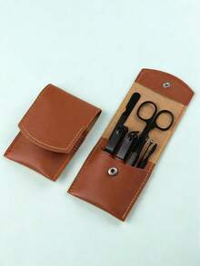 7pcs Stainless Steel Manicure Set, Black/Silver Nail Clippers Kit For Hand And Face Personal Care - Silver - View 1