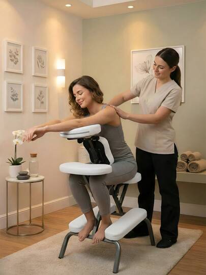 Massage Chair, Portable Tattoo Chair, Adjustable Spa Salon With Face Cradle-Black