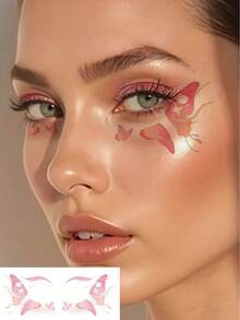 6 foi colorate fluture tatuaje sclipici fard de pleoape tatuaje autocolante impermeabile zână tatuaje temporare pentru femei machiaj petrecere de ziua de naștere accesorii festival - Multicolor - Vizualizare 5