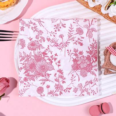 20/40/60 chiếc, Khăn ăn hoa hồng màu hồng, Khăn ăn cocktail họa tiết hoa bướm cổ điển, Khăn giấy dùng một lần màu hồng, Khăn ăn trang trí hoa cẩm tú cầu sang trọng, Khăn tay khách mời cho Ngày của Mẹ, Đám cưới, Tiệc cưới, Tiệc mừng em bé, Tiệc sinh nhật.