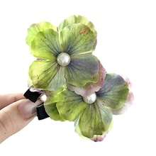 1/2/4/6个装女士夏威夷海滩花朵发夹，人造花朵和珍珠双层刘海侧夹，适合婚礼、海滩派对、休闲场合 - 彩色 - 查看 5