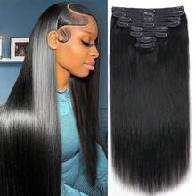 Clip In Hair Extensions Real Human Hair Straight Clip Ins Remy Human Hair Invisible Natural Straight Seamless Clip On Human Hair - Multicolor - View 2