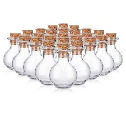 2pcs Glass Wishing Bottles With Cork Stoppers, Decorative Bottles