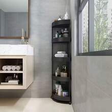 1pcCorner Shower Caddy, Bathroom Corner Shelf, Freestanding Shower Storage,Plastic Bathroom Shelving, Black Shower Organizer, Rustproof Bathroom Rack.Space Saving Bathroom Storage, Corner Shower Organizer, Small Bathroom Shelving Unit,No Drill Shower Caddy, Freestanding Corner Shelf, Damage-Free Bathroom Storage - 5層黑色四滑輪 - 查看 2
