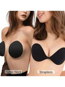 1片装（带绑带）隐形硅胶胸贴，提升胸型，隐形文胸/无背文胸胶带，女士适用 - 彩色 - 查看 2