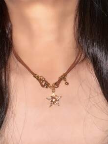 New Vintage American Style Layered Necklace, Maillard Collarbone Chain, Popular Sweet & Hot Girl Sweater Chain Accessory - Five-star Diamond - View 5