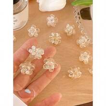 NEW10pcs/Set Camellia Flower Rhines Mini Clip Super Fairy Sweet High-End Princess Hairpin Fashion Elegant Versatile Bangs Side Hair Clip Suitable For Daily Outfit Photo Shoot Outdoor Commute Date Beach Holiday Hair Claws Claw Clips Hair Clips Hair Jaw Clip Hair Clamps Hair Clutch Hair Catcher Clip Fall Winter Hair Accessories For Women For Vacation Outfits Woman Summer - 10個透明山茶花髮夾 - 查看 6