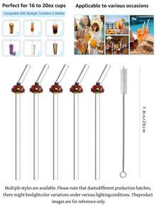 1/2 Set Marienkäfer Glas Strohhalm Set - Wiederverwendbare transparente gebogene Strohhalme geeignet für Smoothies und Cocktails | Süße Küchen- und Party-Kleingeschenke geeignet für Sommercamp, Schulanfang, Vatertag und Muttertag | Einzigartige Geschenkidee - Verschiedenfarbig - Übersicht 7