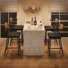 Barstools - Vintage-colored Wooden Backrest - Two-piece Set - View 6
