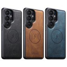 SUTENI 磁吸式奢华仿皮油蜡手机壳,支持无线充电,适用于三星 Galaxy S26 Ultra、S25 Plus、S24、S23+,男女通用,节日礼物,送给亲朋好友和长辈的理想之选。 - 棕色 - 查看 9