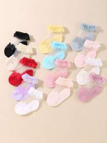 Meias de dança para bebês meninas, com detalhes em renda de seda e vidro (12/6/1 pares), ideais para o verão, festas e como presente. Tamanho único, serve para bebês de 0 a 36 meses. Meias de princesa. Ótima opção para presente de Dia dos Namorados. - Multicolorido - Ver 3