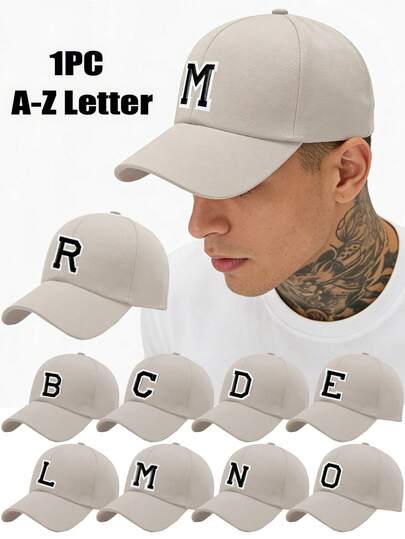 1Pc Unisex Baseball Cap With 26 Embroidered Letter Patterns And Adjustable Outdoor Visor Cap. Ideal For Year-Round Travel, Beach Vacation, Sports And Fishing Trips. Designed In Y2K Style, Can Be Worn As Dad Hat Or Couple Cap, Making It A Perfect Gift.