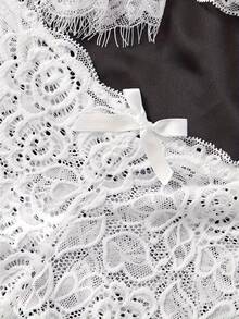 Lace Wavy Mesh See-Through Pajamas Women's Thin Long Lace Lace-Up Nightgown Underwear Set, Sexy Summer New Models, Perfectly Matched Two-Piece Tank Top Shorts And Carefully Designed Japanese Bathrobes - 白色 - 查看 4