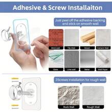 2pcs Non-Drilling Ceiling Curtain Rod Brackets | Heavy-Duty Self-Adhesive, Adjustable Curtain Hooks, Suitable For Wardrobe And Bedroom, New Black Version Added, Utility Hooks - Multicolor - View 10