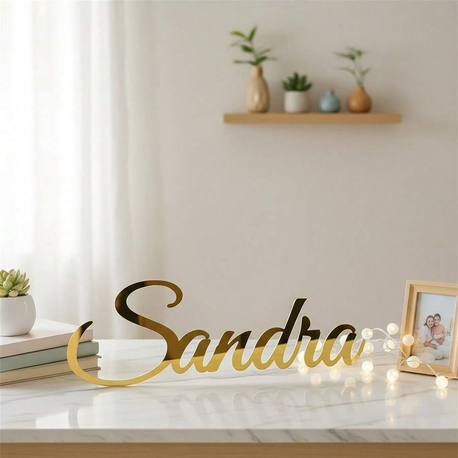 Custom Acrylic Mirror Stickers, Gold Silver Black Letter Personalized Wall Decals, Party Backdrop Decoration, Custom Name Wall Art, Home Living Room Decor - Multicolor - View 1