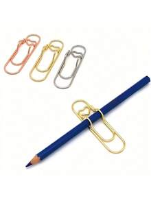 3Pcs Simple Practical Silver Stainless Steel Multifunctional Metal Clip Set High Quality Stainless Steel With Pen Clip, Bracket & Suspension Function Office School Student Stationery Document Organizer For Back To School Graduation Season New Year Valentine's Day - Multicolor - View 5