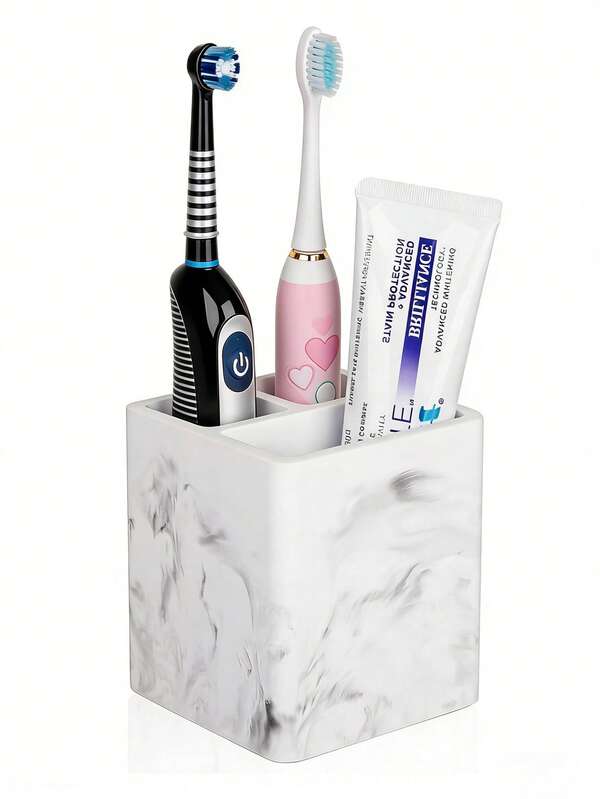Bathroom Toothbrush Holder, Made Of Silicone, For Storing Electric Toothbrushes And Toothpaste. A 3-Slot Toothbrush Organizer Suitable For Bathroom Countertops, Shower Rooms, And Vanities.