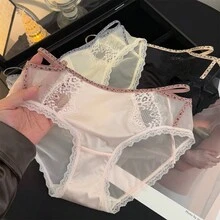 Sweet And Charming~ Versatile And Alluring, These Girly Panties Are A Blend Of Pure Desire And Lightness, Featuring Lace, Pearlescent Details, And A Sexy Pure Cotton Crotch Triangle Design - 粉色 - 查看 1