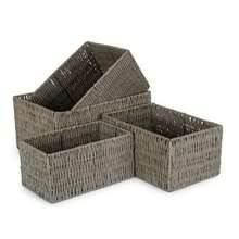 Red Hamper Unlined Woven Twisted Paper Storage Basket - Transparent Black Model - View 10