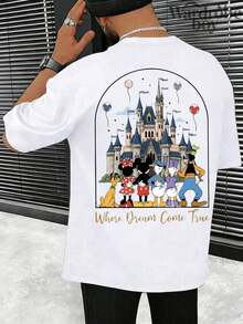 Disney Printed T-Shirt,Disneyland T-Shirt, Mickey And Friends Printed T-Shirt, Disney Family Vacation T-Shirt,High-Quality Pure Cotton T-Shirt,Suitable For All Seasons, Comfortable And Breathable| Exquisite Design | The Best Choice For Giving Gifts - 白色 - 查看 4